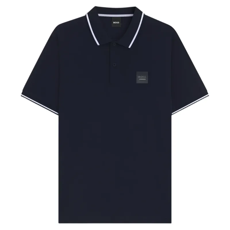 BOSS Equestrian Paul Mens Patch Polo Shirt - Sky Captain -1