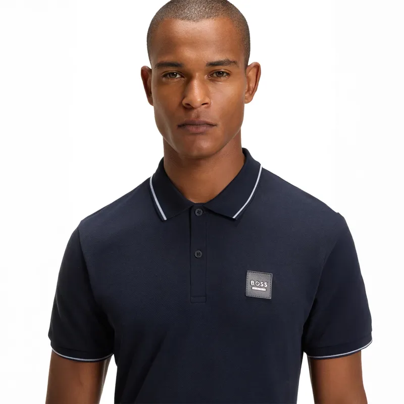 BOSS Equestrian Paul Mens Patch Polo Shirt - Sky Captain -4