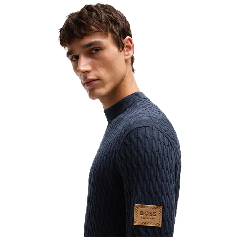 BOSS Equestrian Jason Mens Knitted Jumper - Sky Captain-2