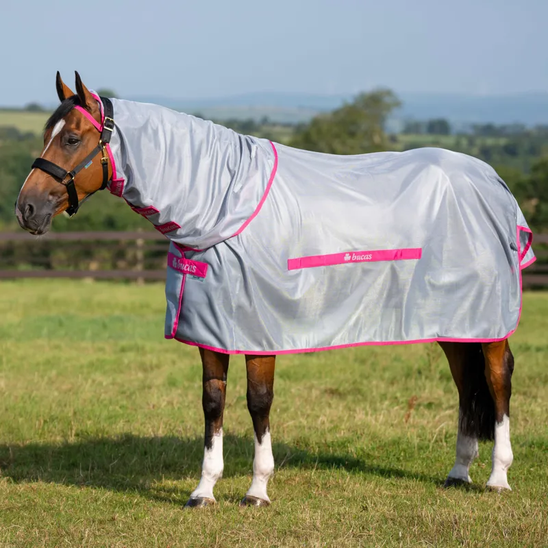 Bucas Buzz Off Detachable Neck Fly Rug - Blue/Blossom