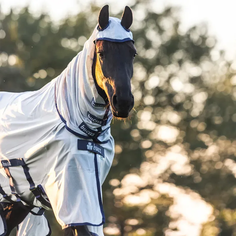 Bucas Buzz-Off X Full Neck Big Neck Fly Rug - Silver-5