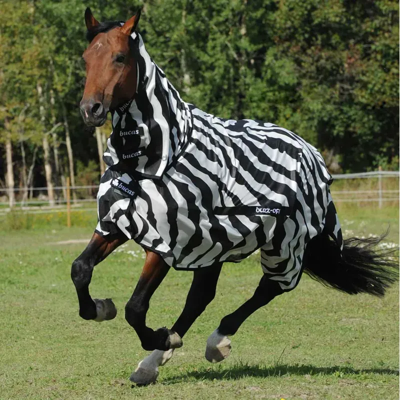 Bucas Buzz-Off Full Neck Fly Rug - Zebra Print-8