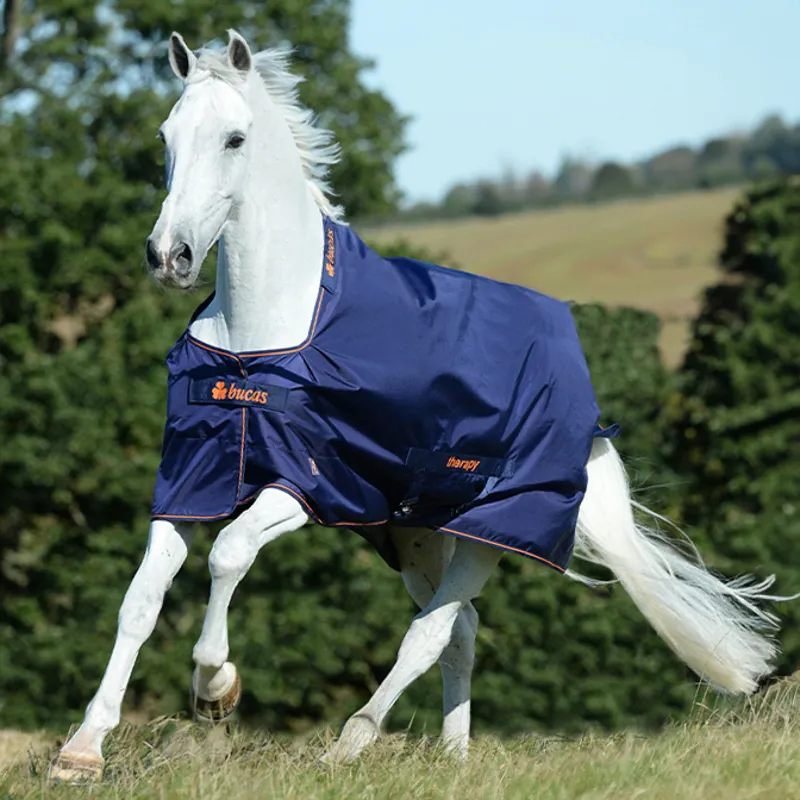 Bucas Therapy Lightweight 50g Turnout Rug - Navy/Orange