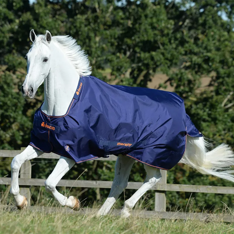 Bucas Therapy Lightweight 50g Turnout Rug - Navy/Orange-1