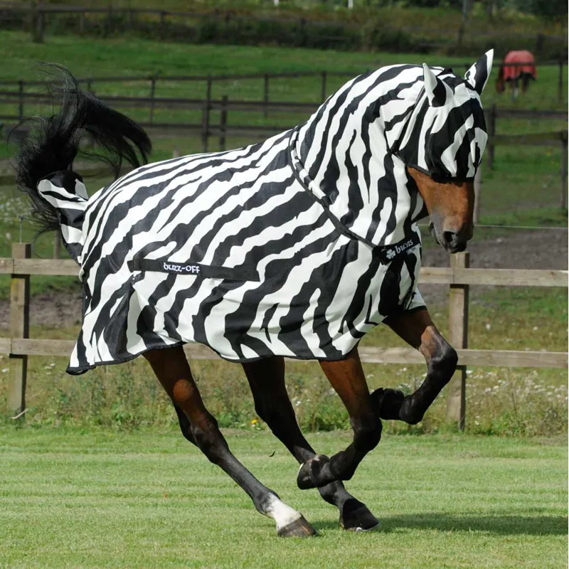 Bucas Buzz-Off Full Neck Fly Rug - Zebra Print-6