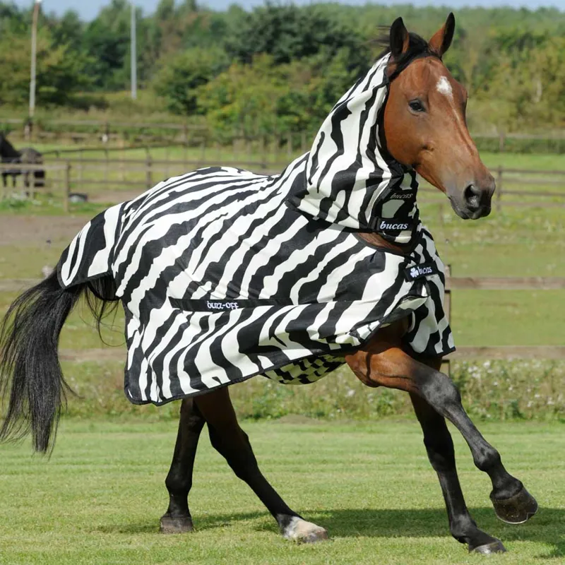 Bucas Buzz-Off Full Neck Fly Rug - Zebra Print-5