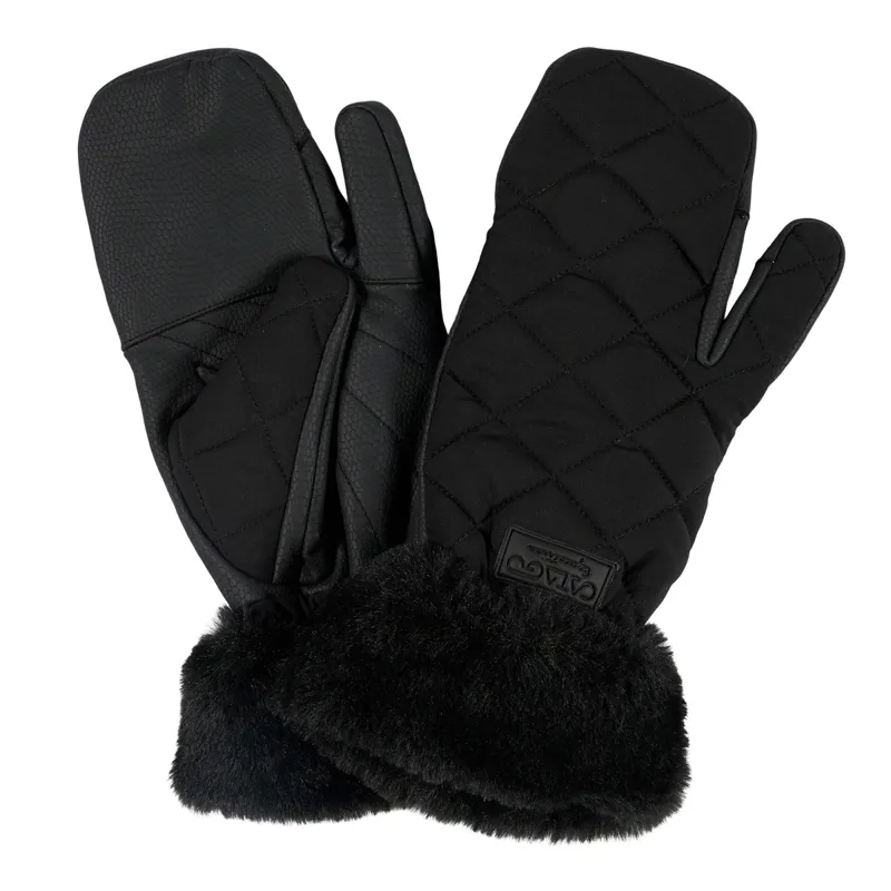 Catago Pax Quilted Ladies Mitten Riding Gloves - Black