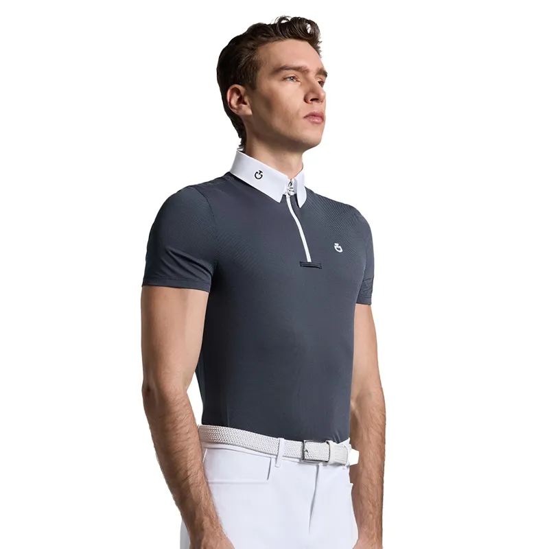 Cavalleria Toscana Jersey Zip Mens Show Shirt - Blue Print