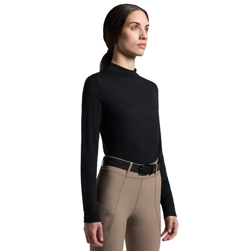 Cavalleria Toscana Womens Tech Wool Long Sleeve Top - Black