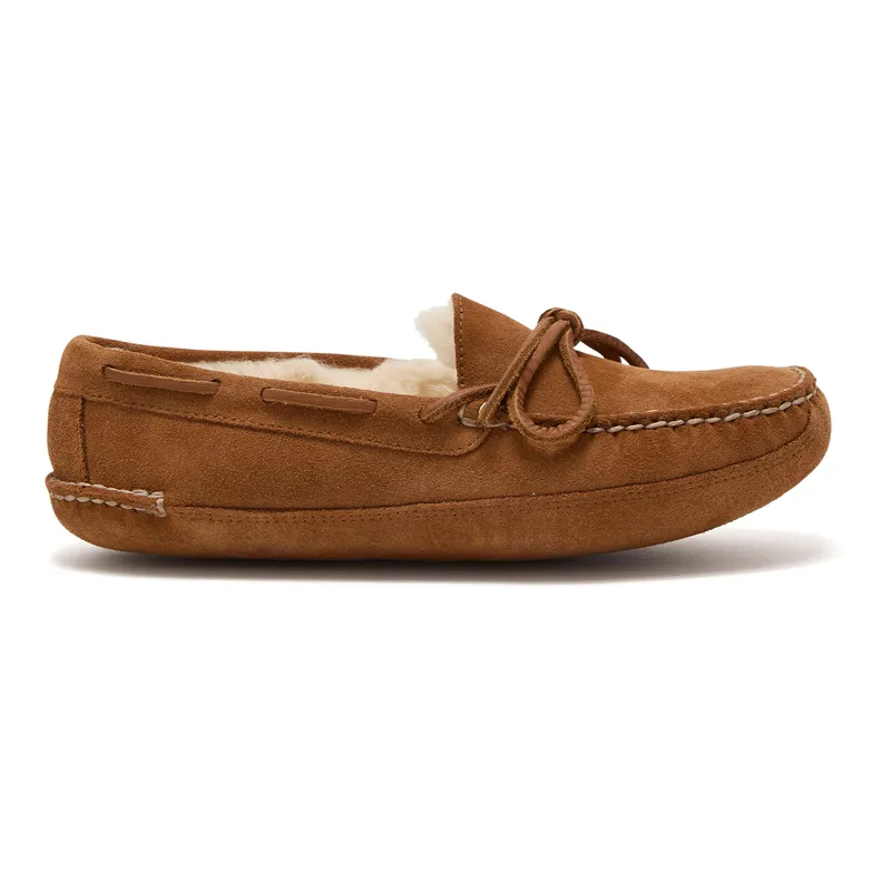 Chatham Crown Womens Suede Sheepskin Lined Slippers - Tan-3