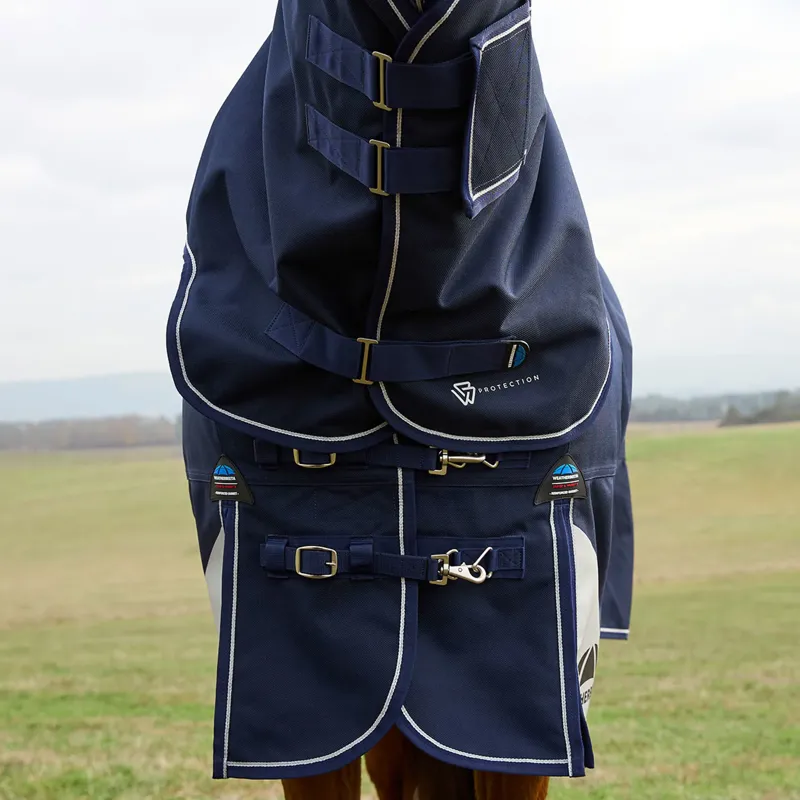 WeatherBeeta ComFiTec Ultra 220g Detach-A-Neck Turnout Rug - Navy-4
