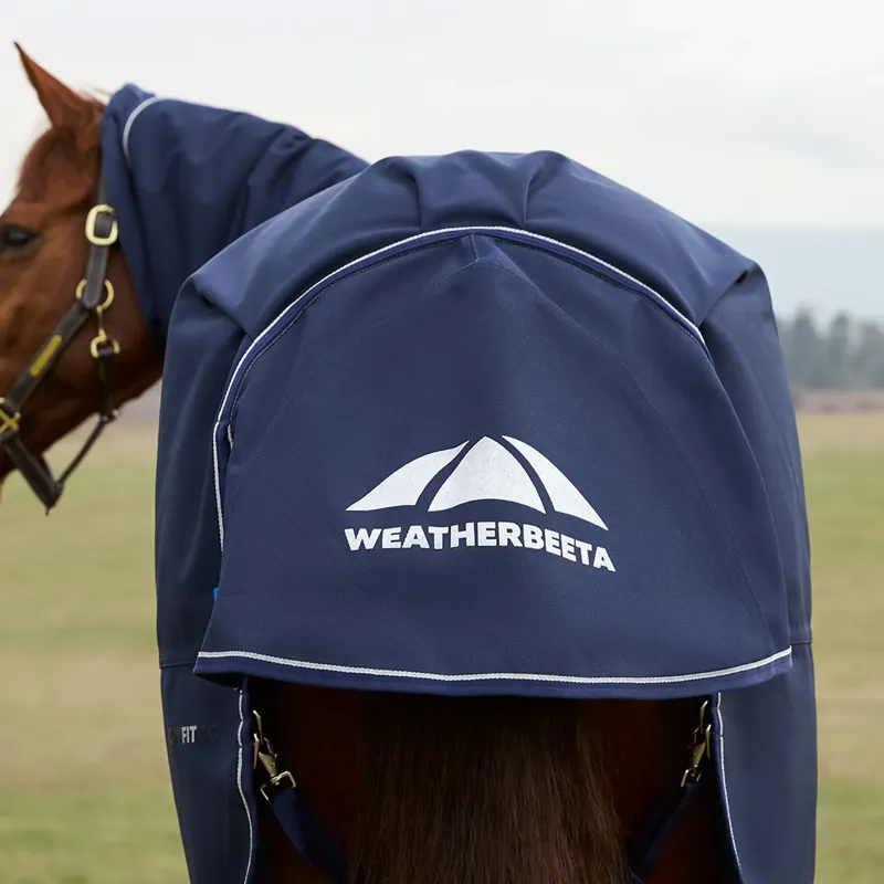 WeatherBeeta ComFiTec Ultra 220g Detach-A-Neck Turnout Rug - Navy-7