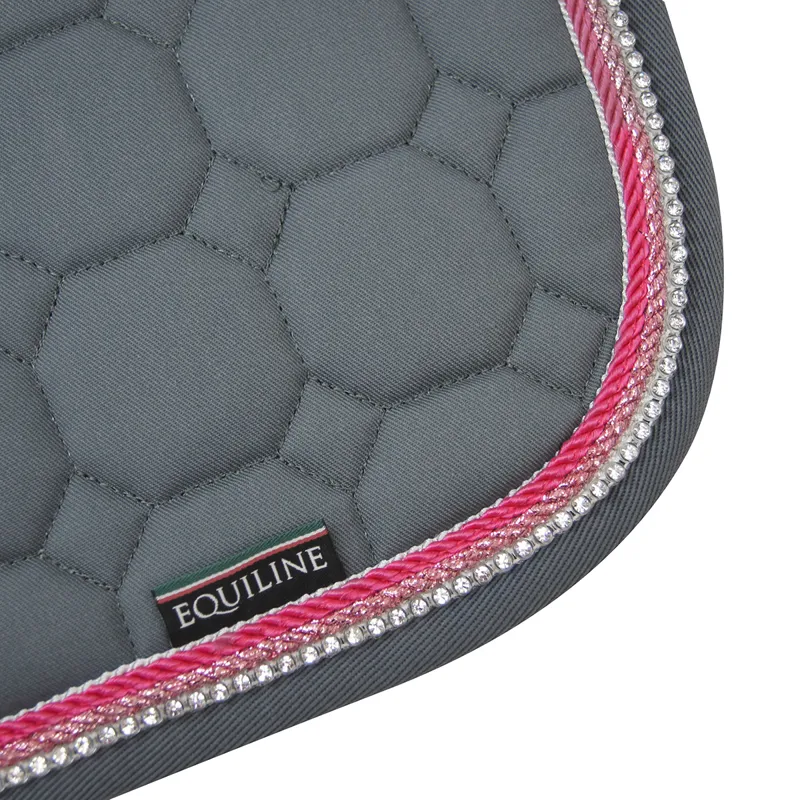 Equiline Octagon Custom Saddlecloth - Grey/Fuchsia/Rose/White Crystal-1