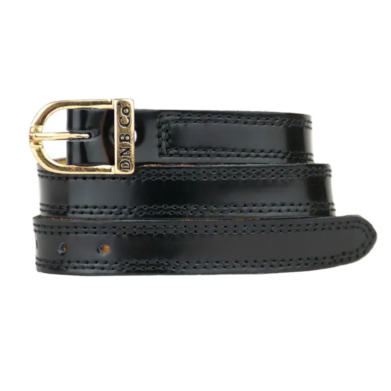 DeNiro Brushed Leather Spur Straps - Black/Gold