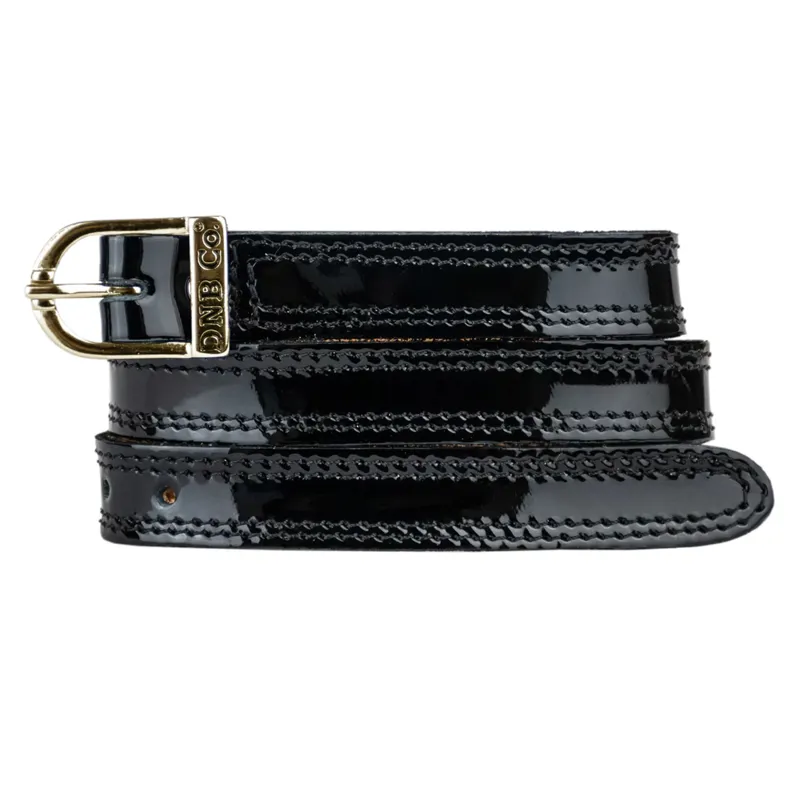 DeNiro Patent Leather Spur Straps - Black/Gold