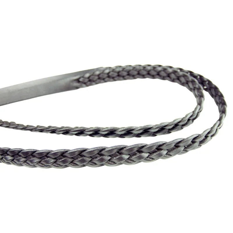 Dever Platinum Leather Plaited Reins - Brown-1