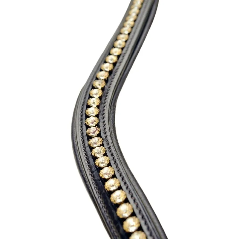 Dever Platinum Shaped Single Row Diamante Browband - Brown-1