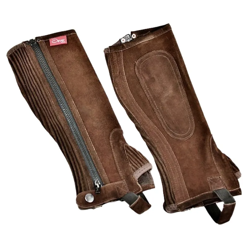 Dever Suede Leather Adult Unisex Half Chaps - Brown-2