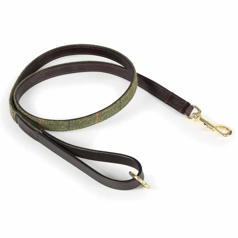 Digby and Fox Tweed Dog Lead - Red/Yellow/Blue Check
