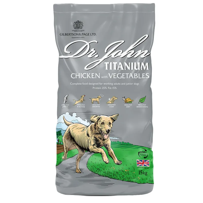 Dr. John Titanium Dog Food - Chicken and Vegetables - 15kg