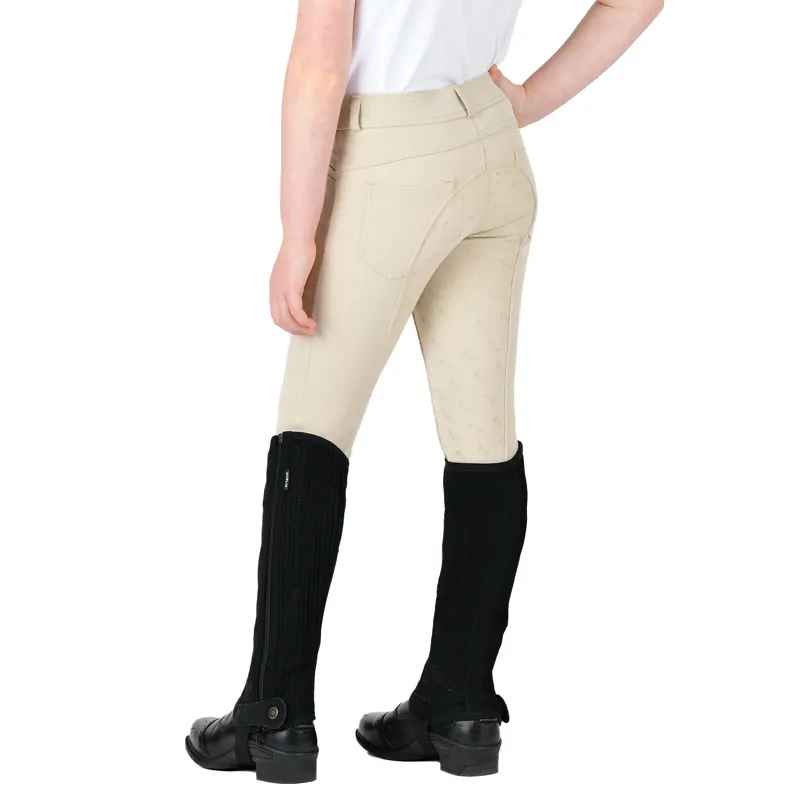 Dublin Cammy Comfort Twill Full Grip Junior Breeches - Biscuit-3