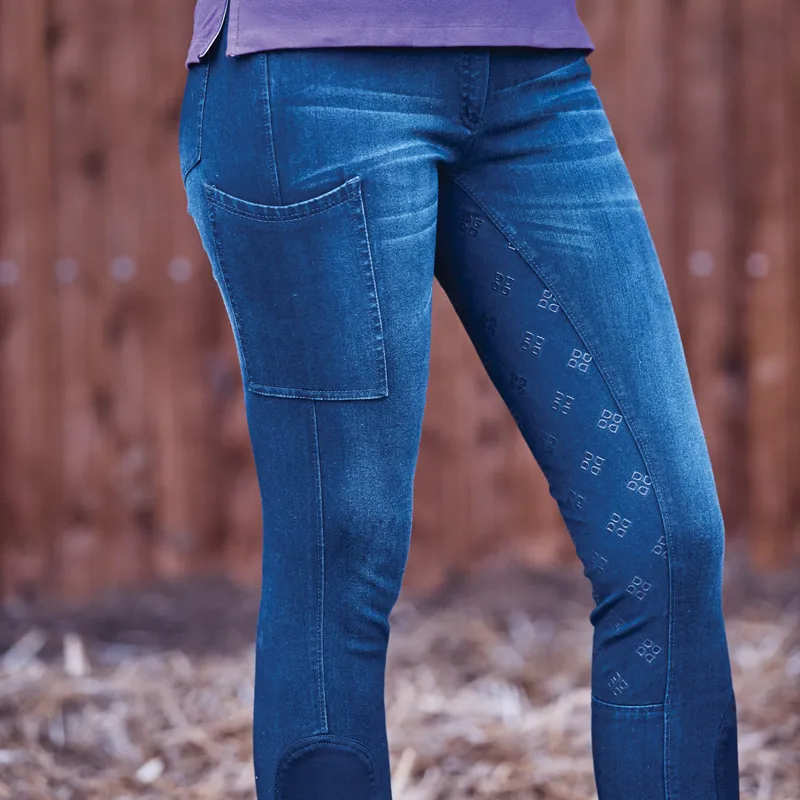 Dublin Shona Full Grip Ladies Breeches - Light Blue Denim-2