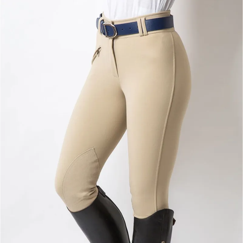 Equetech Foxhunter Hybrid Knee Patch Womens Winter Breeches - Beige-2