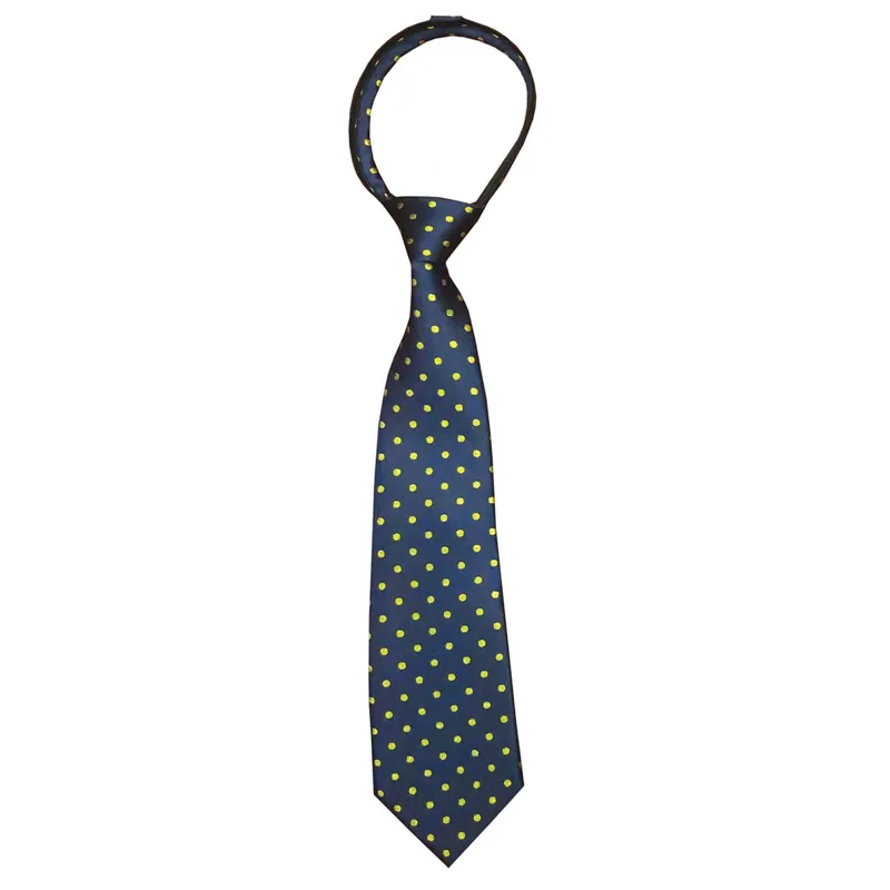 Equetech Polka Dot Adults Zip Show Tie - Navy/Gold