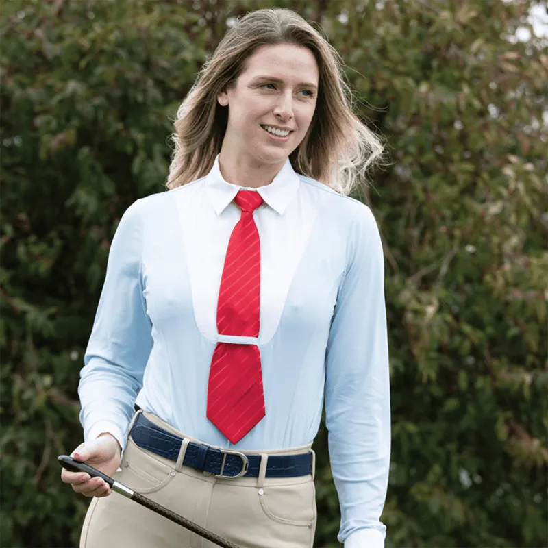 Equetech AirStride Combination Ladies Long Sleeve Show Shirt - Blue-1