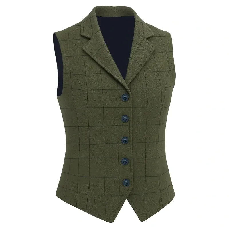 Equetech Bellingham Deluxe Womens Tweed Show Waistcoat - Green
