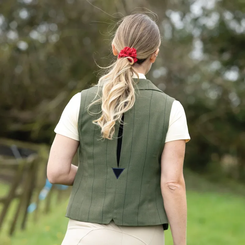 Equetech Bellingham Deluxe Womens Tweed Show Waistcoat - Green-2