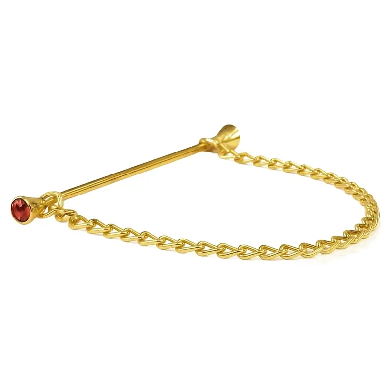 Equetech Crystal Showing Collar Pin and Chain - Gold/Red Crystal