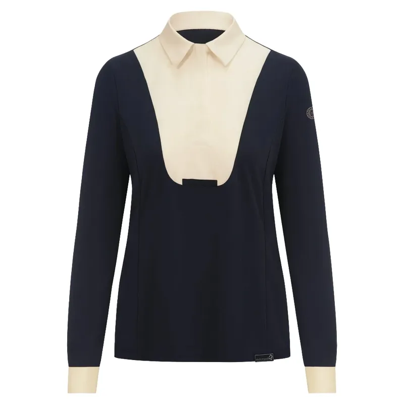 Equetech Elite Womens Long Sleeve Show Shirt - Navy/Cream