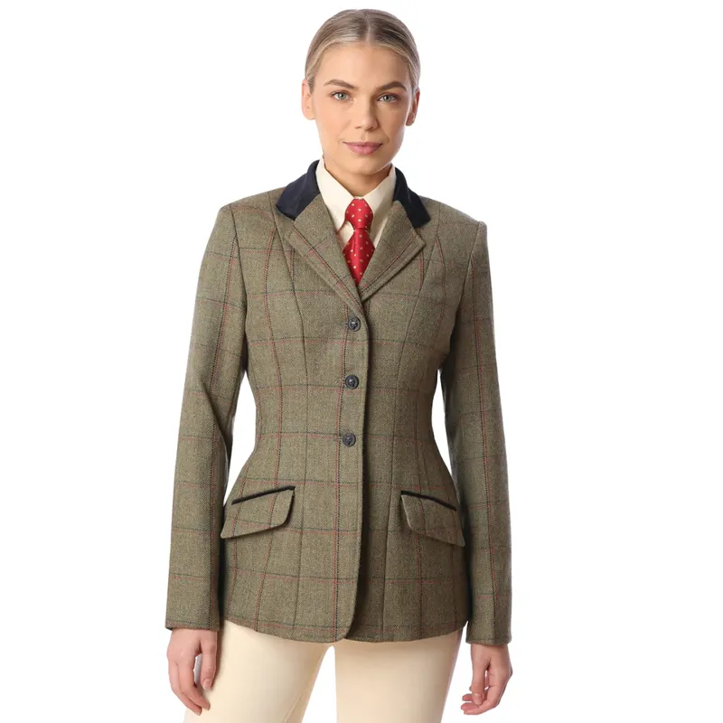 Equetech Launton Deluxe Womens Tweed Show Jacket - Green-1