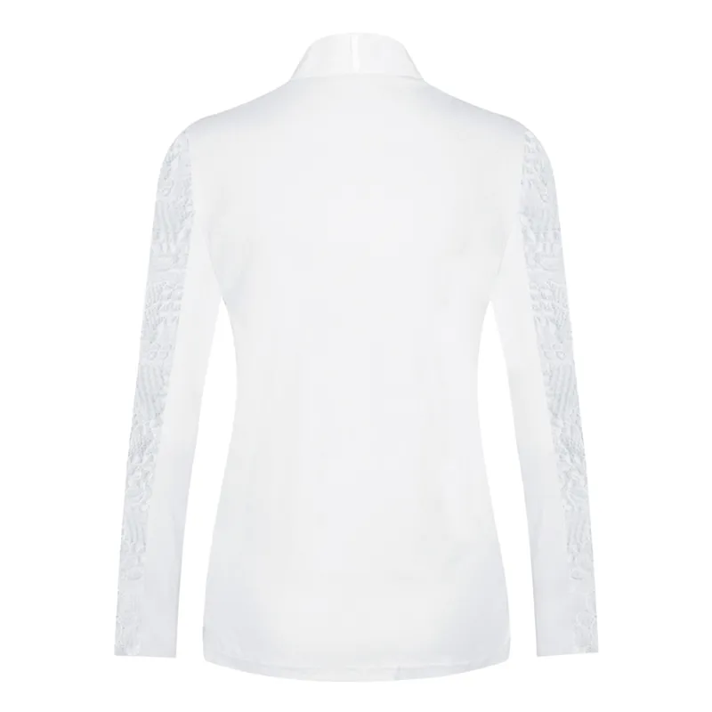 Equetech Natalia Lace Womens Long Sleeve Show Shirt - White-3