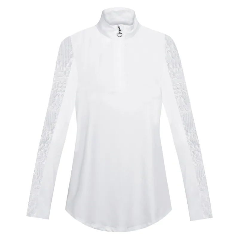 Equetech Natalia Lace Womens Long Sleeve Show Shirt - White-1