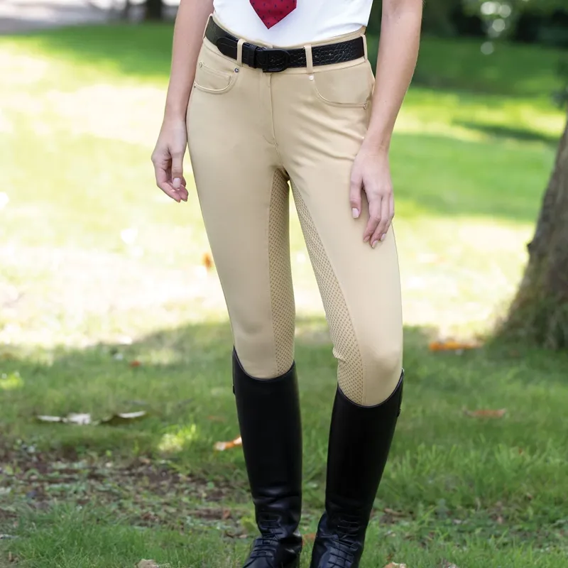 Equetech Ultimo Full Grip Womens Competition Breeches - Buttermilk-4