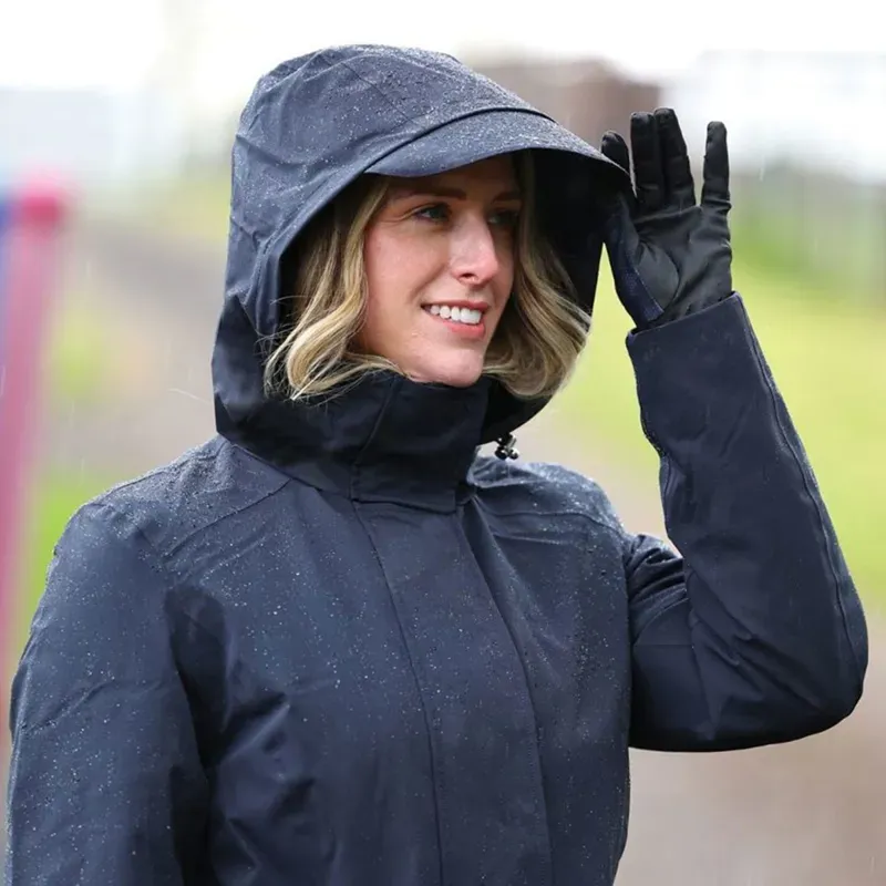 Equetech Utopia Luxe Womens Long Waterproof Riding Coat - Navy-2