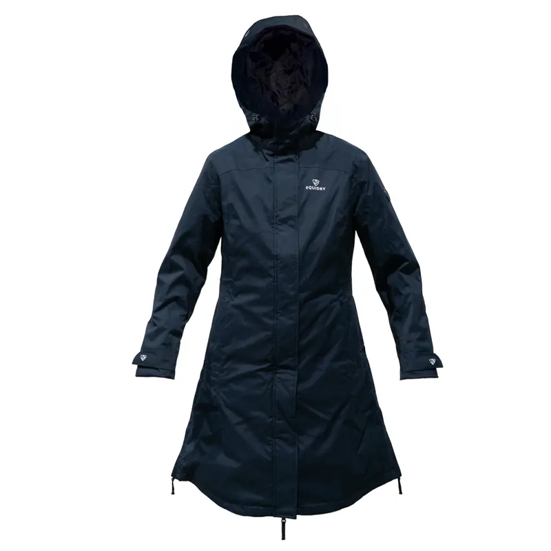 EQUIDRY Bronte Waterproof Junior Long Riding Coat - Navy-2