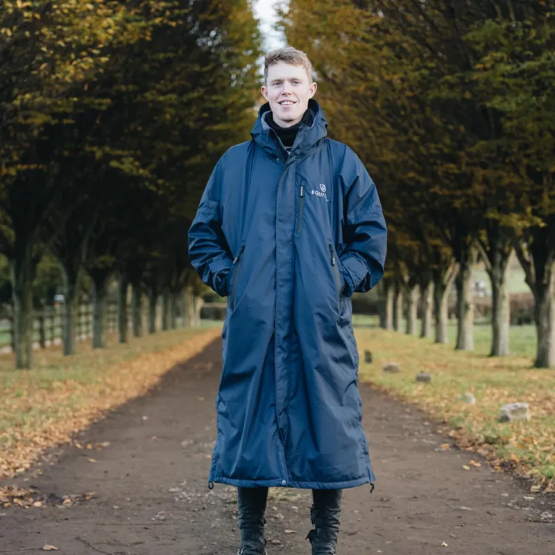 EQUIDRY Evolution Thin Fleece/Removable Hood Jacket - Steel Blue/Steel Blue-3