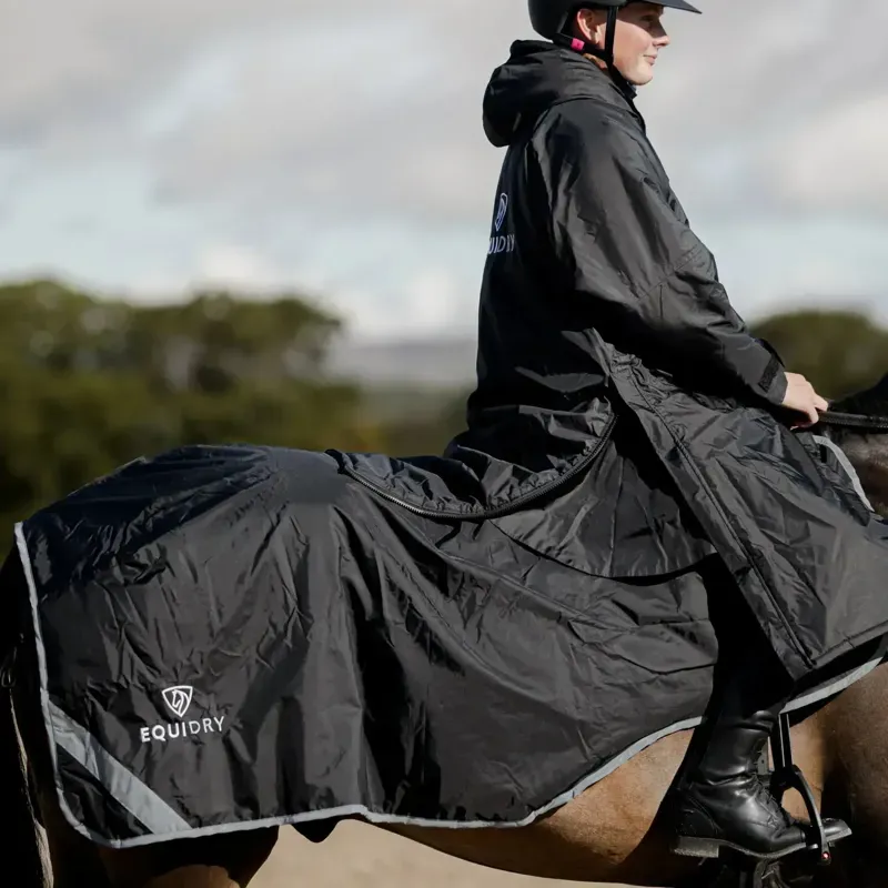EQUIDRY Waterproof Thick Fleece Lined Exercise Sheet - Black/Grey