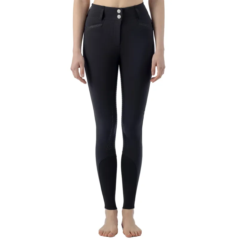 Equiline Crystalef High Waist Full Grip Ladies Breeches - Black