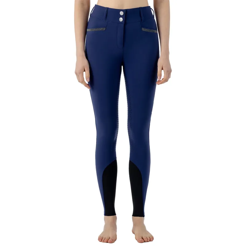 Equiline Crystalef High Waist Full Grip Ladies Breeches - Blueberry