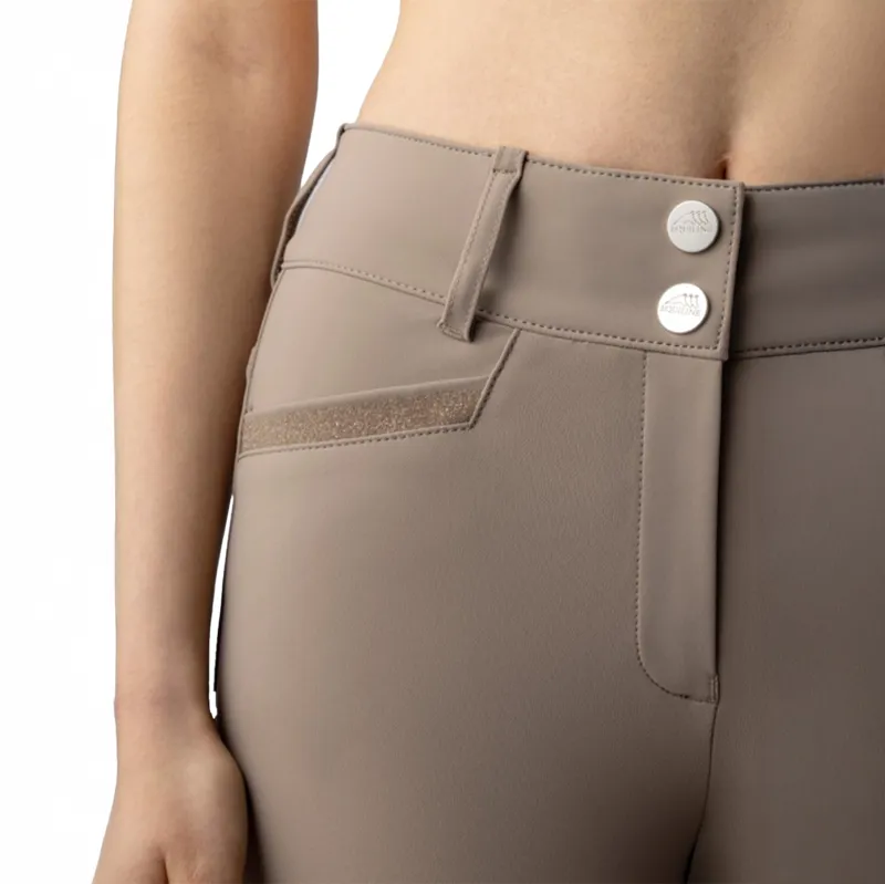 Equiline Crystalek High Waist Knee Grip Ladies Breeches - Taupe-1