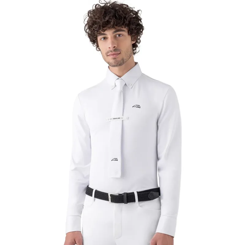 Equiline Sebastian Mens Long Sleeve Show Shirt - White