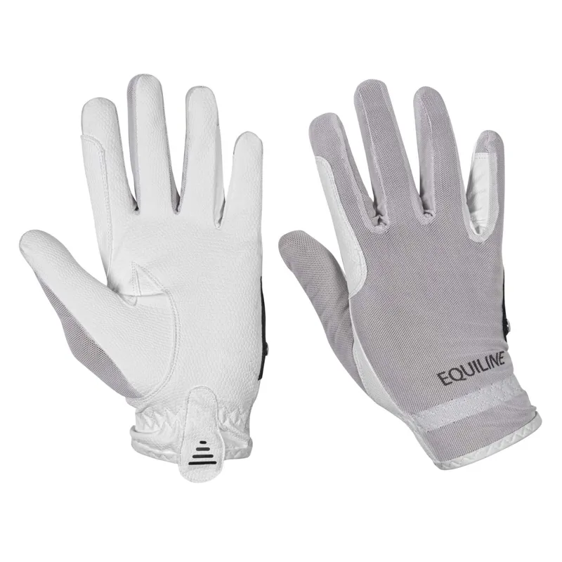 Equiline Summer Adults Riding Gloves - White