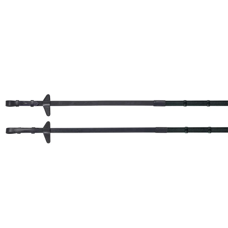 Equiline Continental Reins with Stoppers - Black