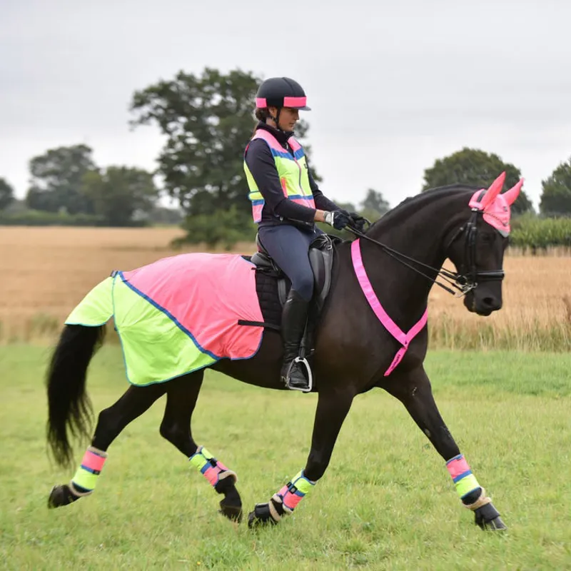 Equisafety Multi-Coloured Waterproof Quarter Sheet - Pink/Yellow