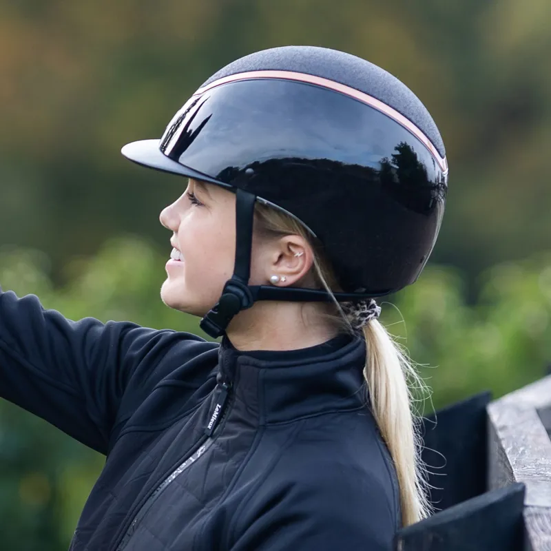 Charles Owen EQx Kylo Sparkly Riding Hat - Black Gloss/Rose Gold-3