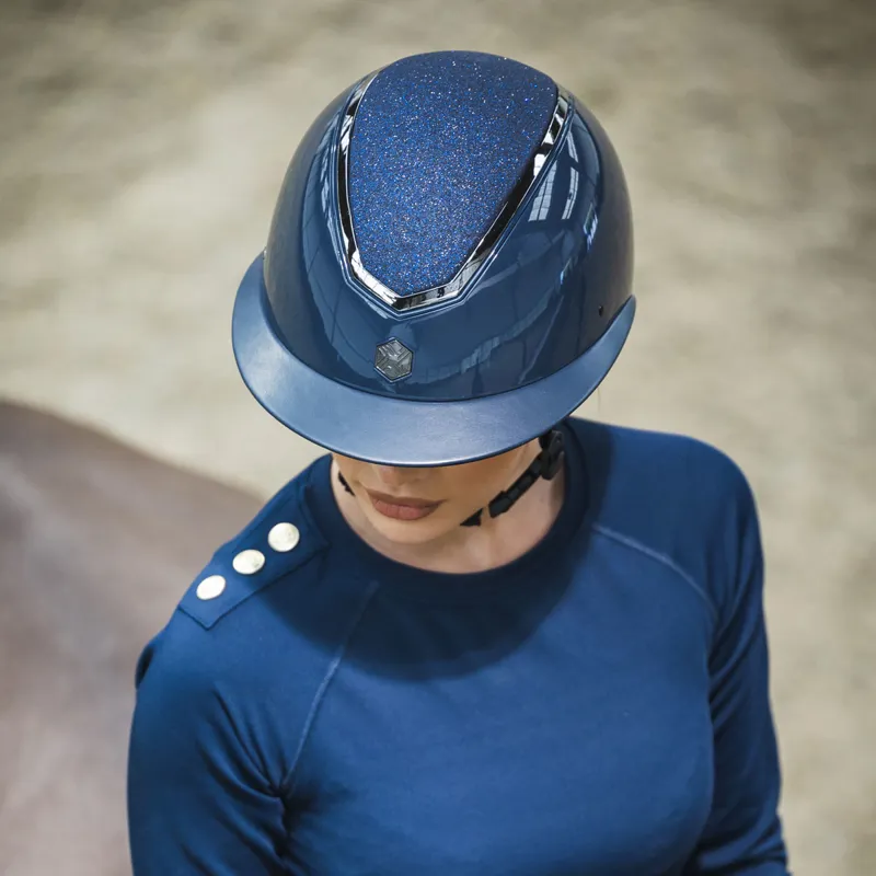Charles Owen EQx Kylo Sparkly Wide Peak Riding Hat - Navy Gloss/Pewter-2